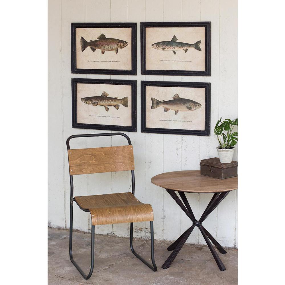 Set Of Four Trout Prints Under Glass