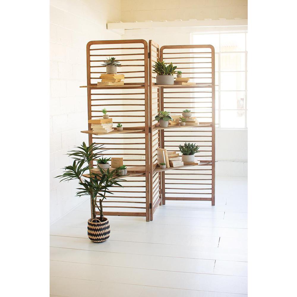 Folding Wooden Screen With Three Shelves