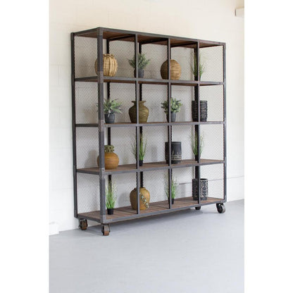 Raw Metal And Recycled Honey Wood 16 Cube Display Unit