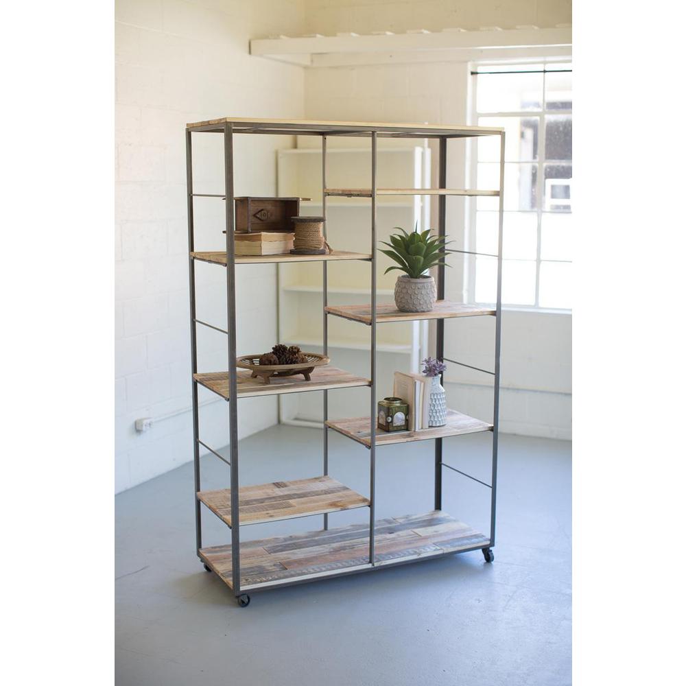 Recycled Wood And Metal Adjustable Shelving Unit