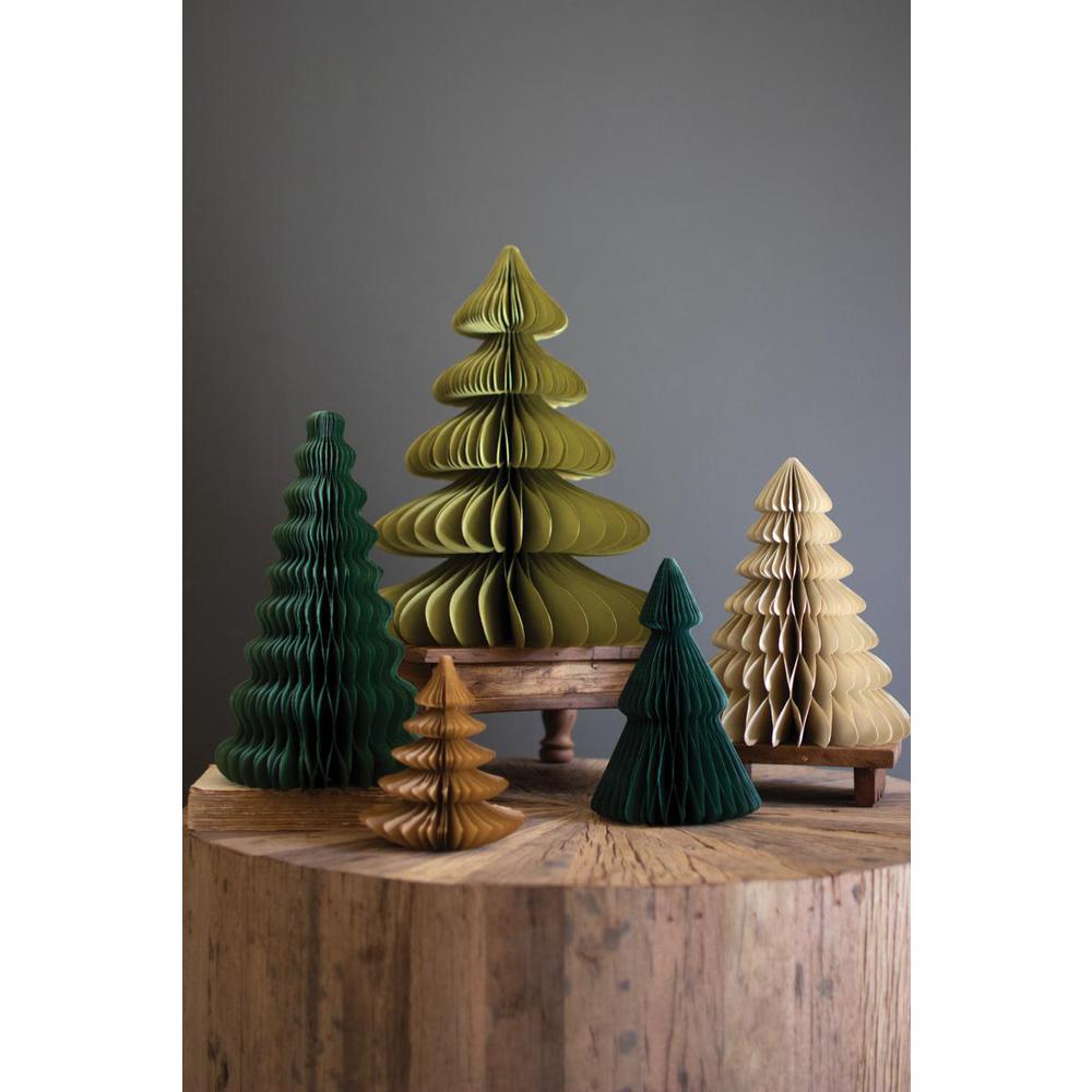 Set Of Five Paper Accordian Christmas Trees - One Each