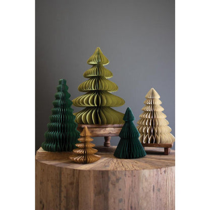 Set Of Five Paper Accordian Christmas Trees - One Each