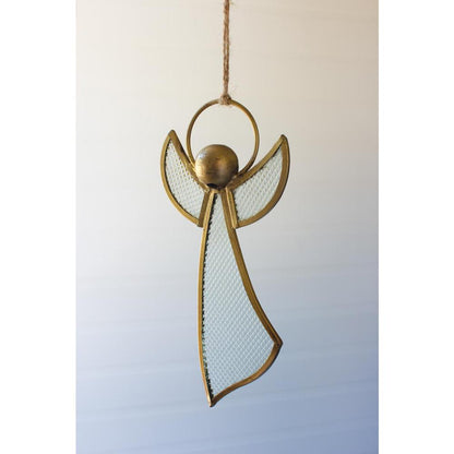 Antique Brass And Glass Angel Christmas Ornament
