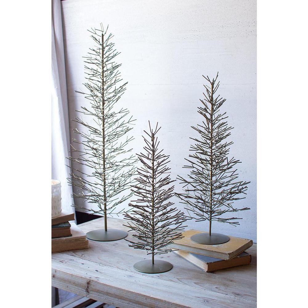 Set Of Three Antique Brass Wire Trees