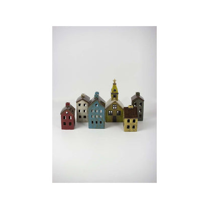 Set Of Six Ceramic Village-One Each Design
