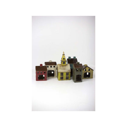 Set Of Six Ceramic Village-One Each Design