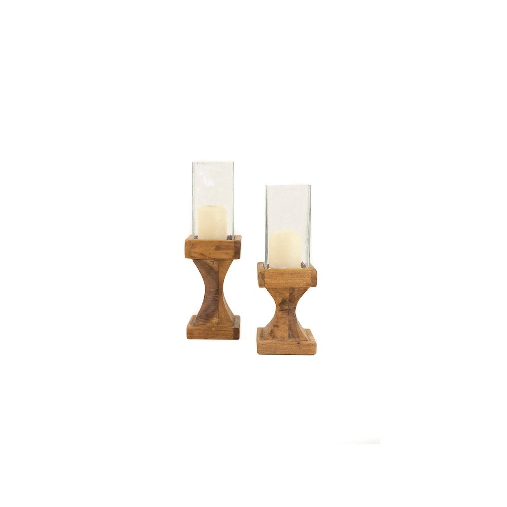 Set Of Two Square Hurricanes With Recycled Wood Bases