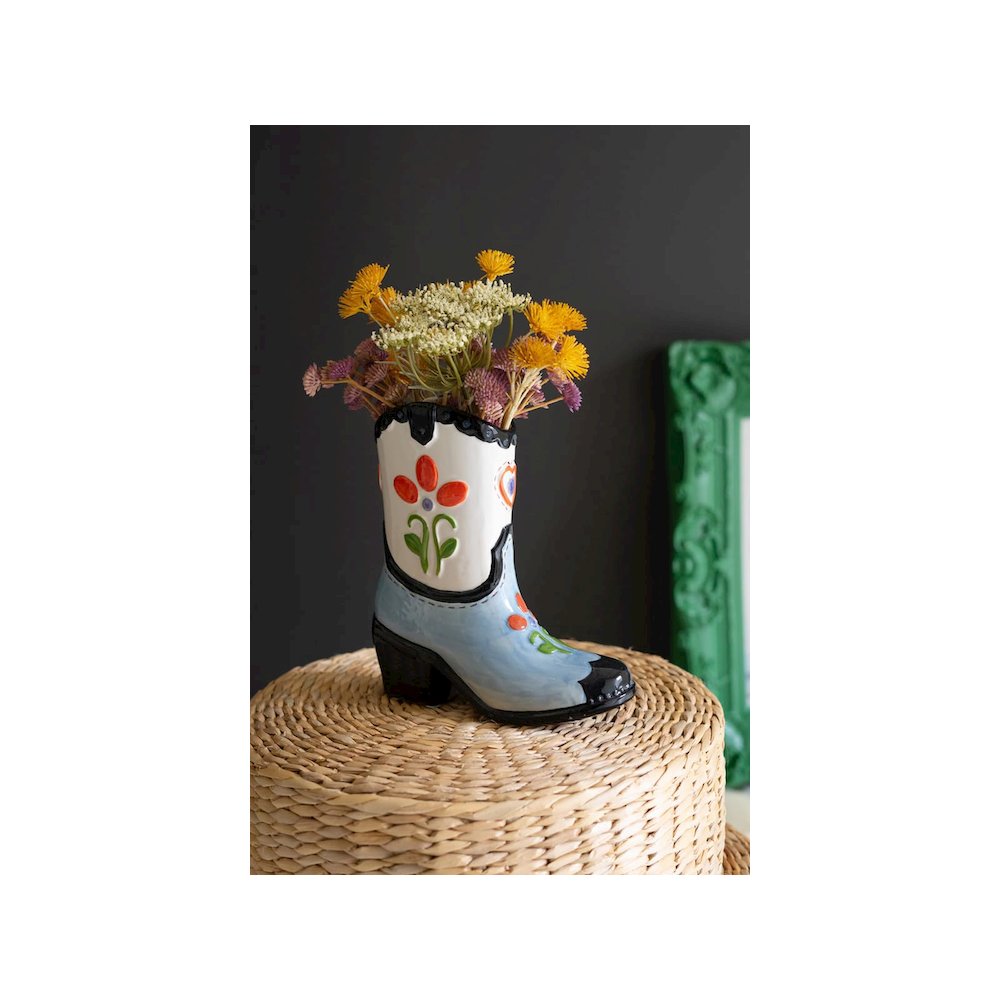 Ceramic Cowboy Boot Vase
