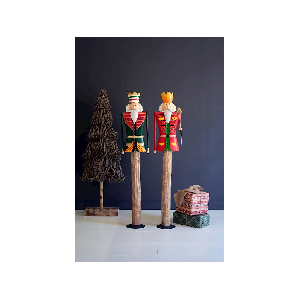Set Of Two Painted Metal And Wood Nutcrackers