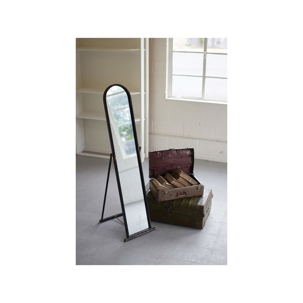 Floor Mirror With Metal Frame And Stand