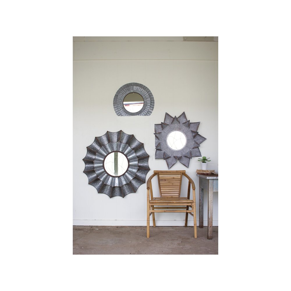 Arched Wood Ball Framed Mirror