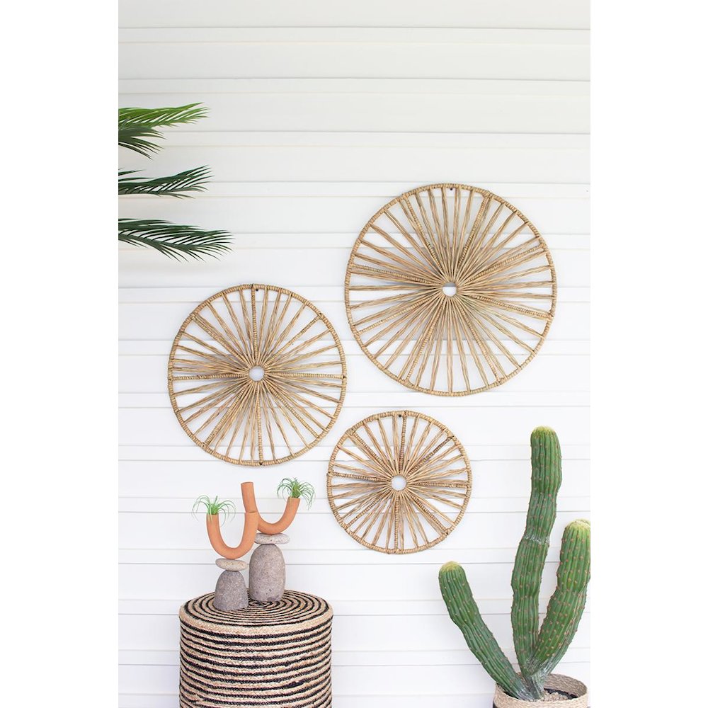 Set Of Three Spoked Seagrass Wall Art