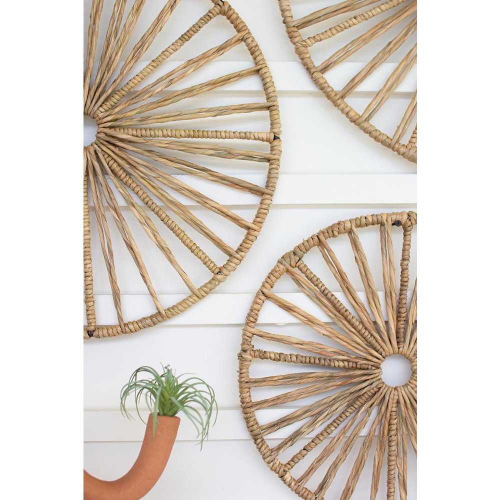 Set Of Three Spoked Seagrass Wall Art