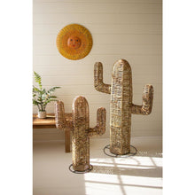 Set of Two Woven Seagrass and Iron Cacti
