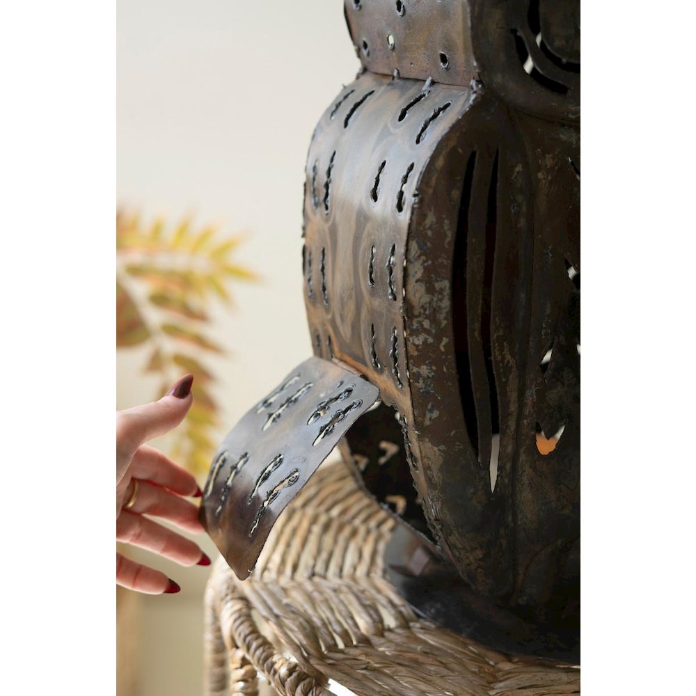 Rustic Iron Owl Luminary