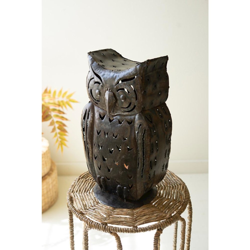 Rustic Iron Owl Luminary