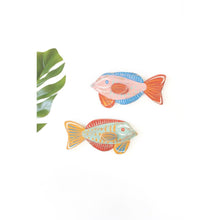 Set of Two Colorful Wood Fish Wall Art