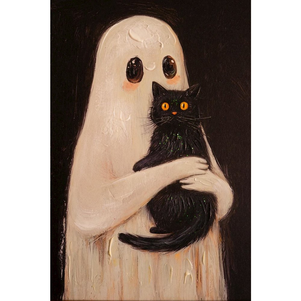 Set Of Two Halloween Ghosts Paintings