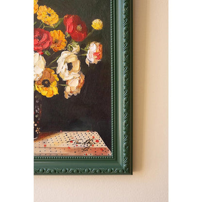 Green Framed Still Life Painting