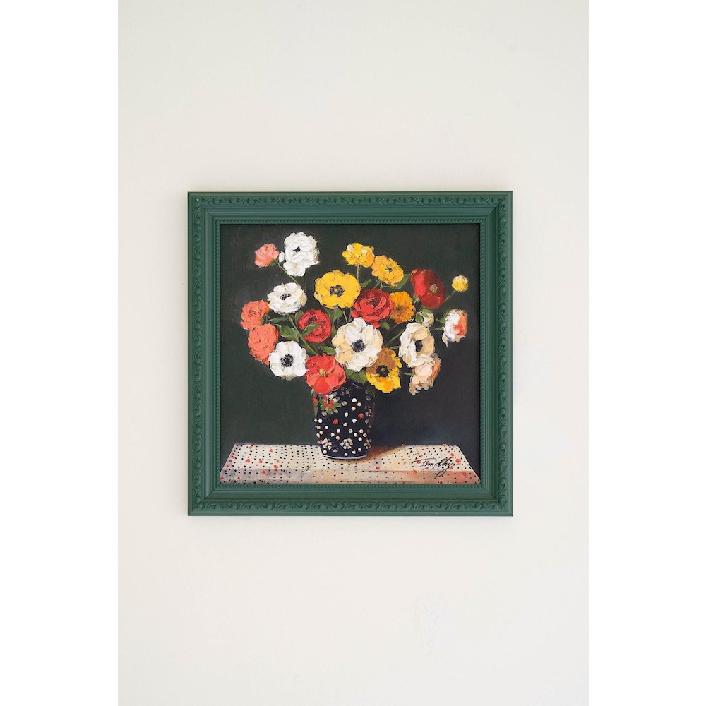 Green Framed Still Life Painting