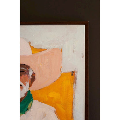 Framed Sitting Cowboy Painting