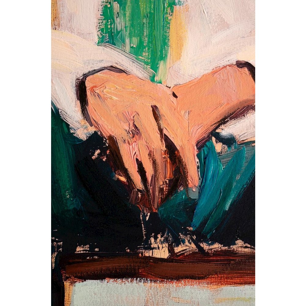 Framed Sitting Cowboy Painting