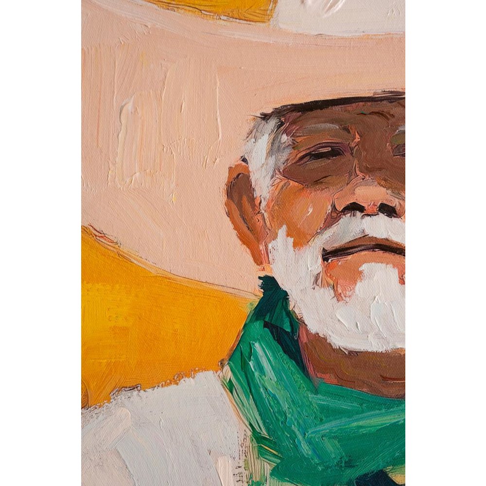 Framed Sitting Cowboy Painting