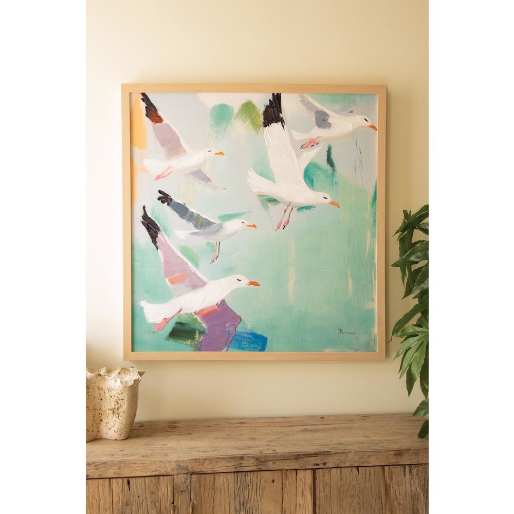 Framed Seagulls Painting
