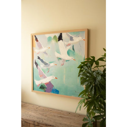 Framed Seagulls Painting