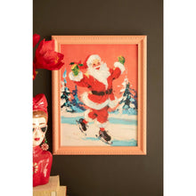 Framed Ice Skating Santa Painting