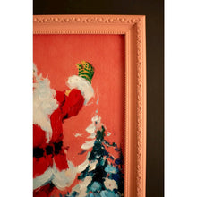 Framed Ice Skating Santa Painting