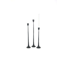 Set Of Three Tall Cast Iron Taper Candle Holders