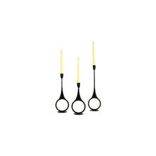 Set Of Three Cast Iron Taper Candle Holders W Ring Detail