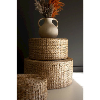 Set Of Three Round Natural Seagrass Risers