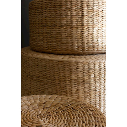 Set Of Three Round Natural Seagrass Risers