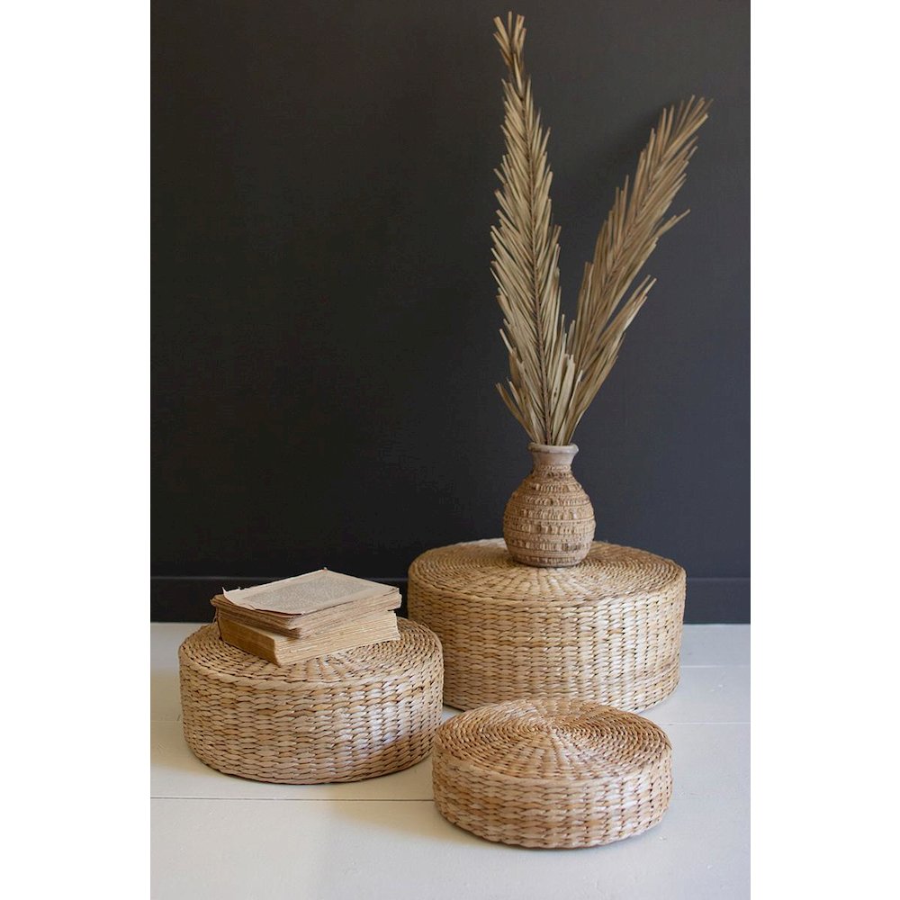 Set Of Three Round Sea Grass Risers