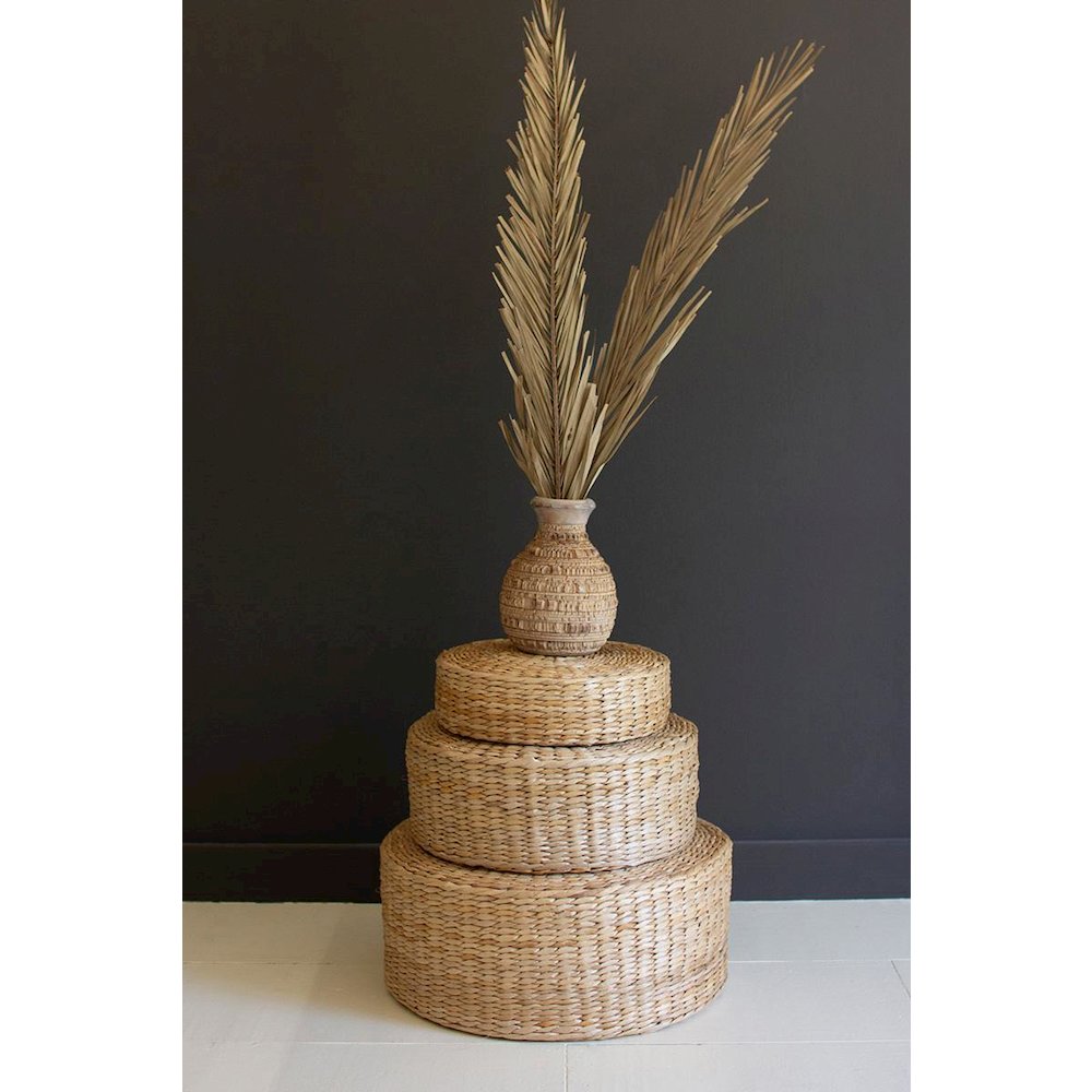 Set Of Three Round Sea Grass Risers