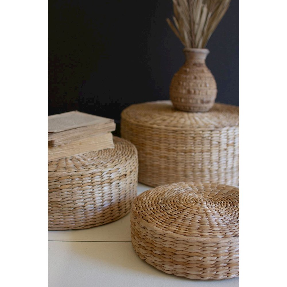 Set Of Three Round Sea Grass Risers
