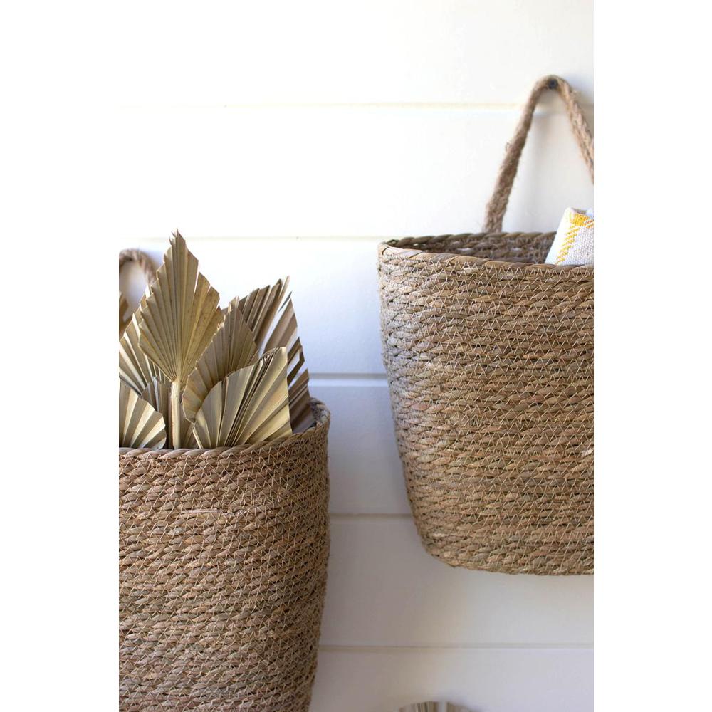 Set Of Two Tall Oval Woven Seagrass Baskets