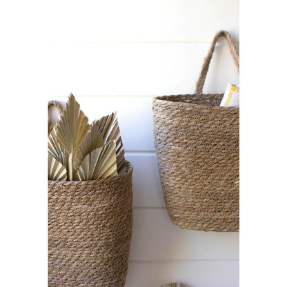 Set Of Two Tall Oval Woven Seagrass Baskets