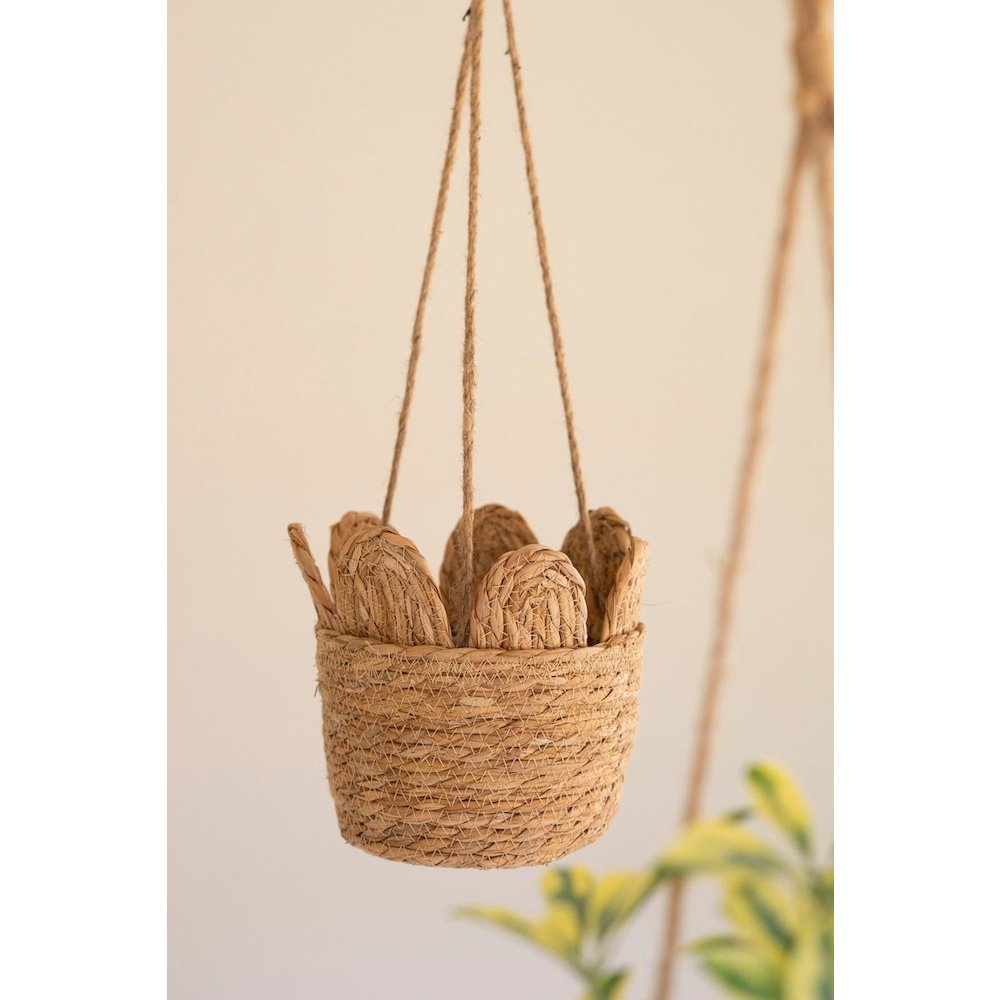 Woven Seagrass Hanging Planter Basket