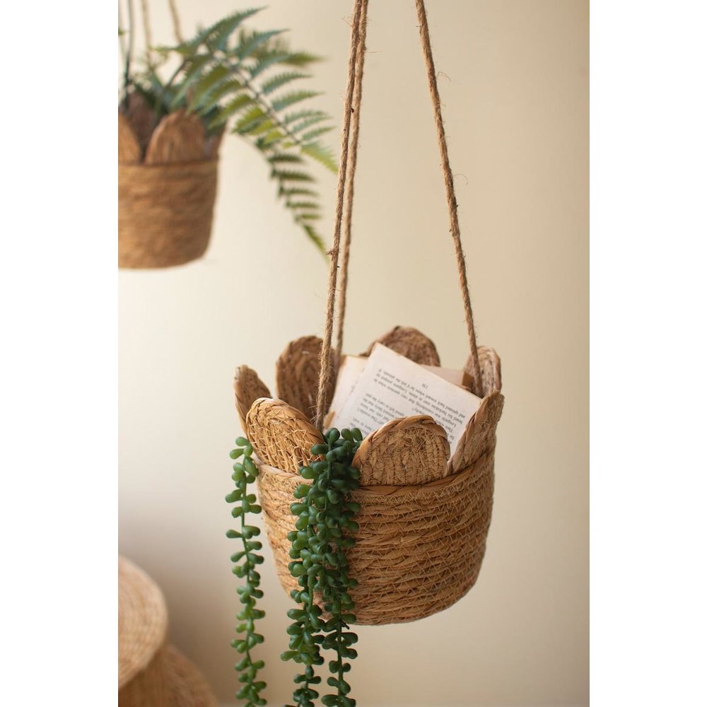 Woven Seagrass Hanging Planter Basket