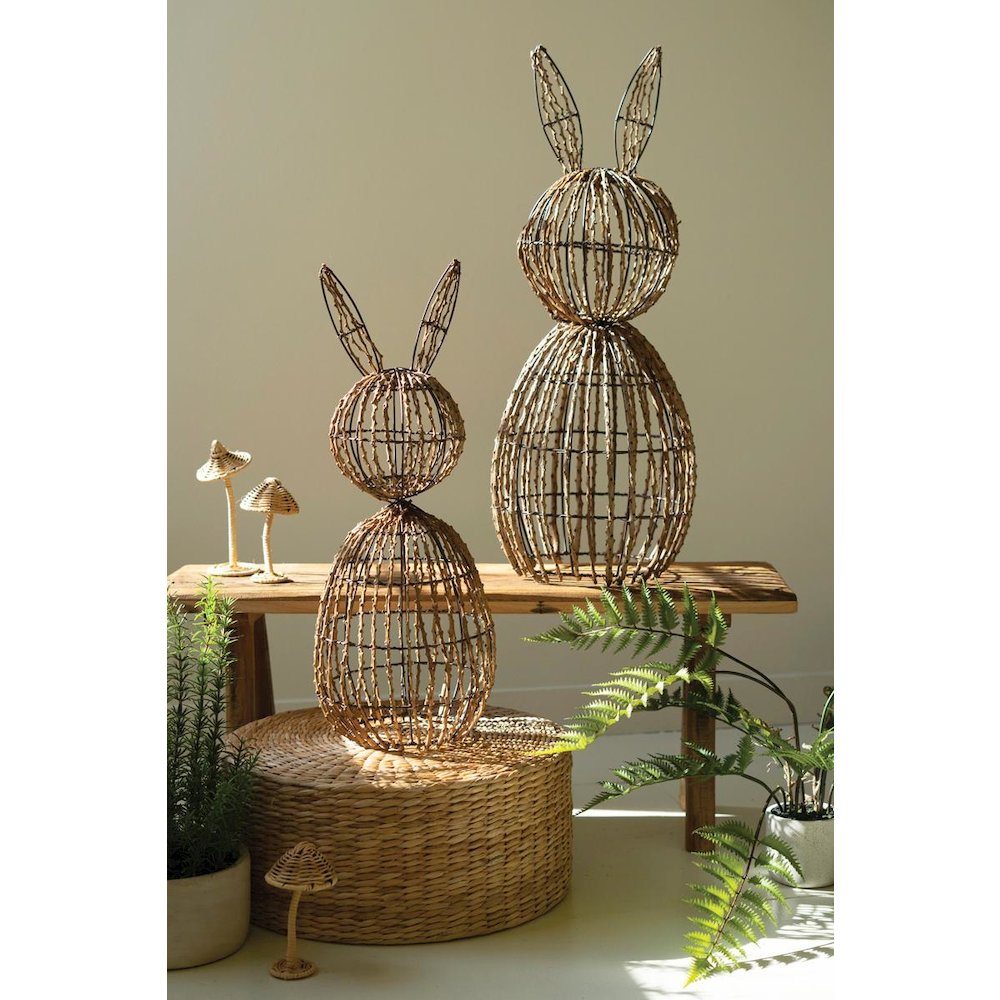 Set Of Two Twig And Iron Rabbits
