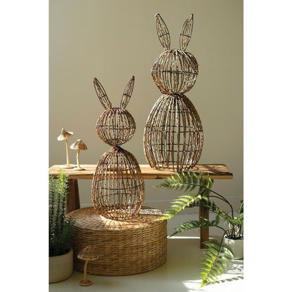 Set Of Two Twig And Iron Rabbits