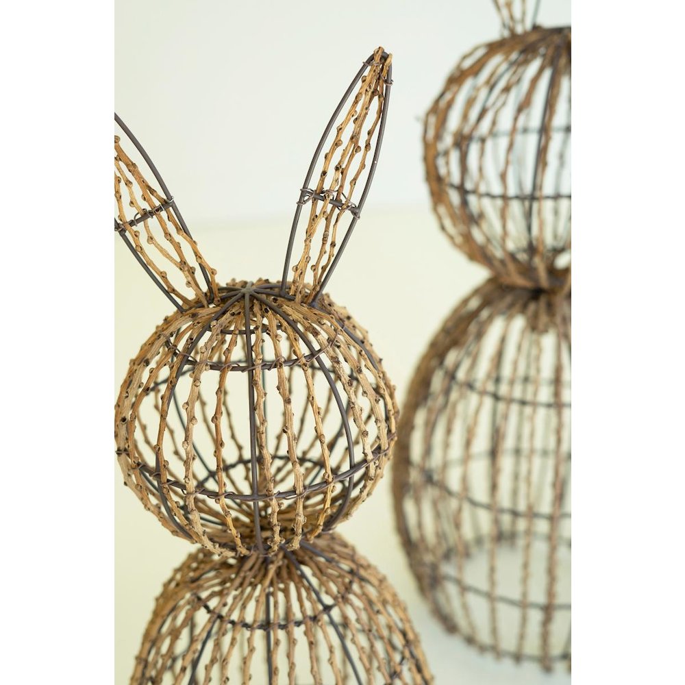 Set Of Two Twig And Iron Rabbits
