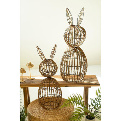 Set Of Two Twig And Iron Rabbits