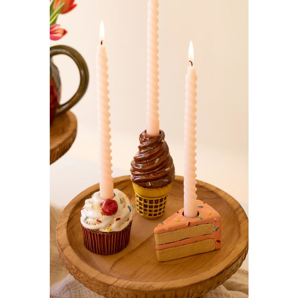 Set Of Three Dessert Ceramic Taper Holders