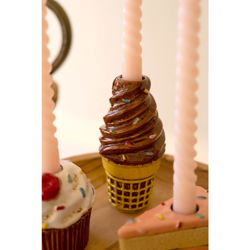 Set Of Three Dessert Ceramic Taper Holders