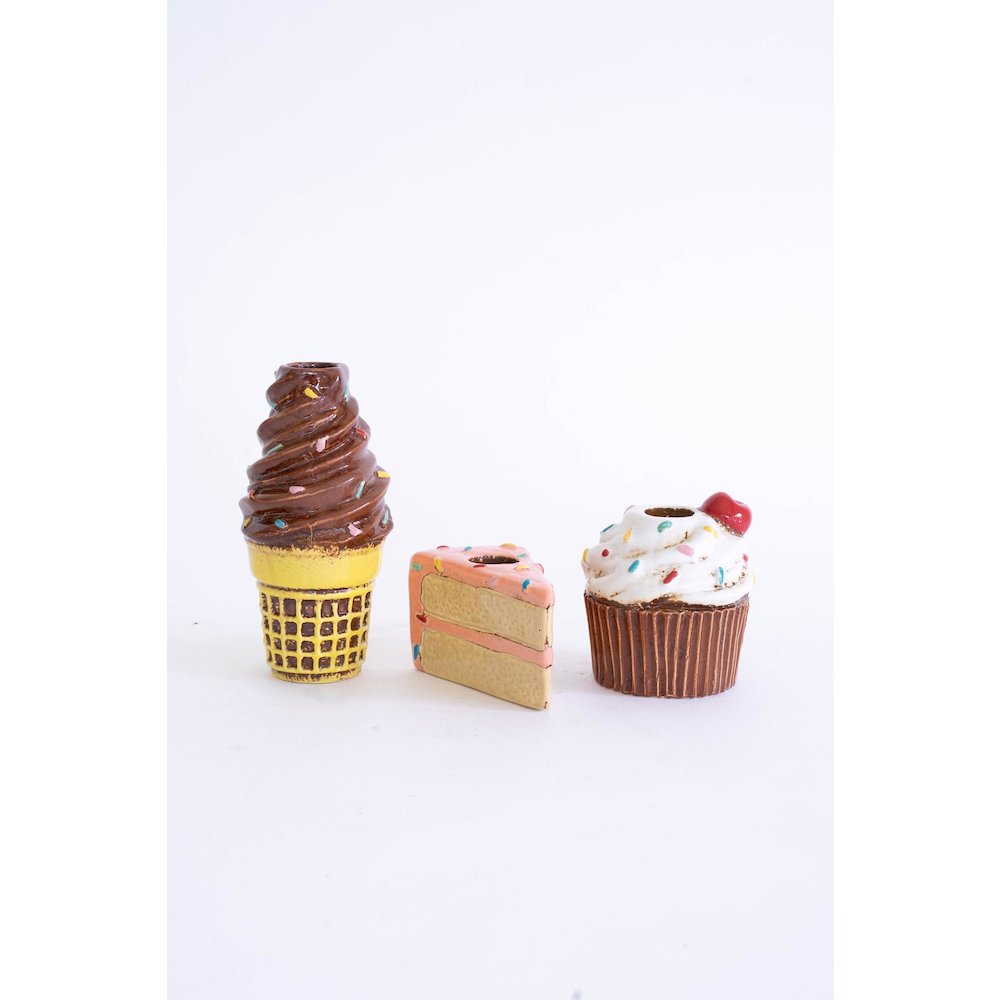 Set Of Three Dessert Ceramic Taper Holders