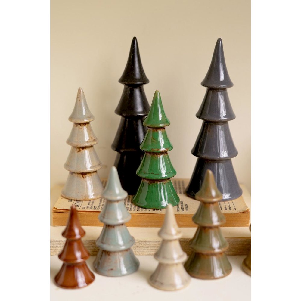 Set Of Ten Ceramic Christmas Trees